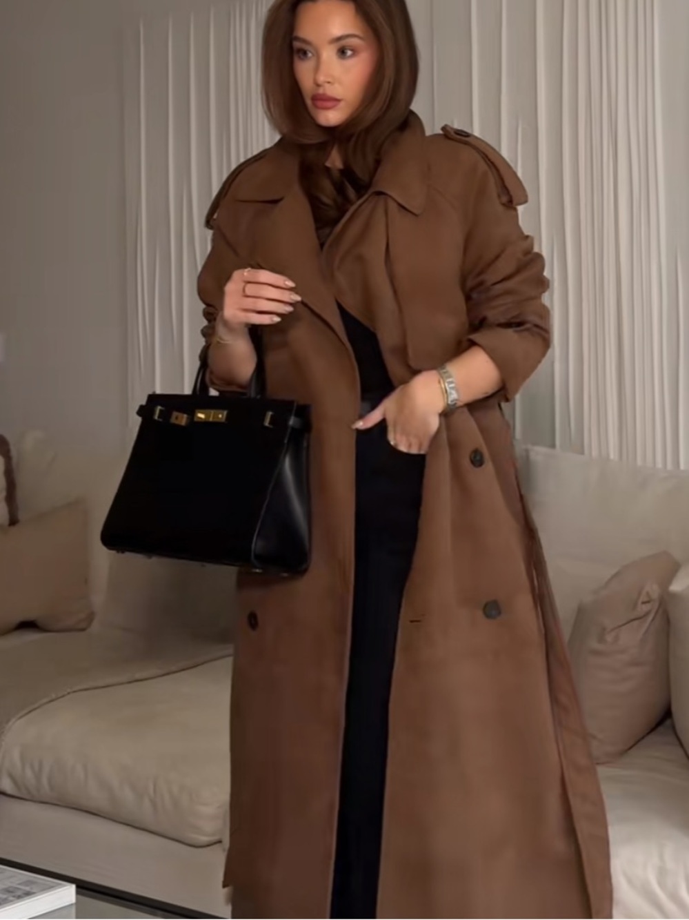 Chocolate 🍫 Brown Faux Suede Coat 🧥